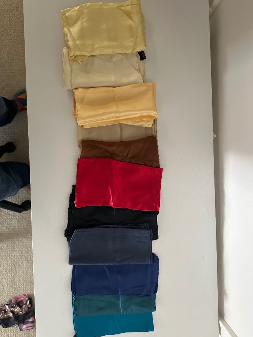 Lot of 11 Solid Silk Pocket Squares Hand Rolled Multicolor Set